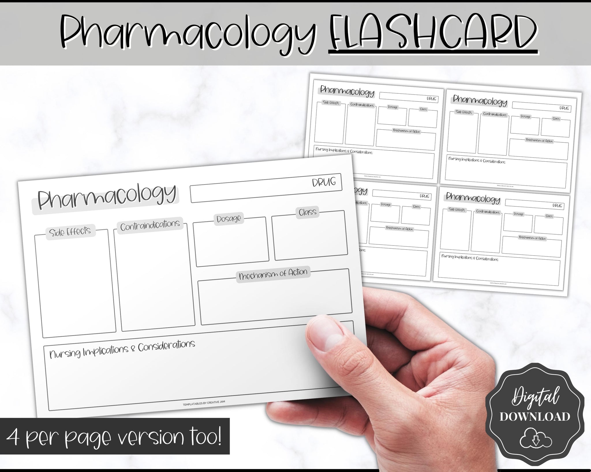 Pharmacology selling Medication Cards (DIGITAL)