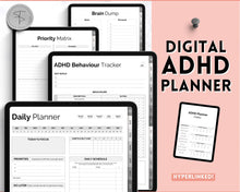 Load image into Gallery viewer, ADHD Digital Planner - Daily Planner for Neurodivergent Adults | Brain Dump Template, To Do List, Cleaning, Symptom Tracker for GoodNotes &amp; iPad | Mono
