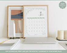 Load image into Gallery viewer, 2023 Monthly Calendar Printable | 12 Month Desk Calendar Planner | Portrait Green
