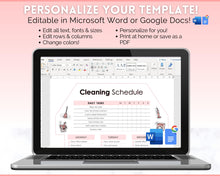 Load image into Gallery viewer, Editable House Shape Cleaning Schedule &amp; Housekeeping Checklist for House Chores | Pink
