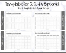 Load image into Gallery viewer, Family Chore Chart Printable | Editable Family Planner Schedule for Kids &amp; Adults | Sky Mono
