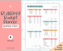 Load image into Gallery viewer, Editable Biweekly Budget Planner Template |  Printable Paycheck Tracker, Finance Planner, Zero Based Budget Binder | Colorful Sky
