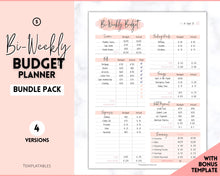 Load image into Gallery viewer, Editable Biweekly Budget Planner Template |  Printable Paycheck Tracker, Finance Planner, Zero Based Budget Binder | Pink Watercolor
