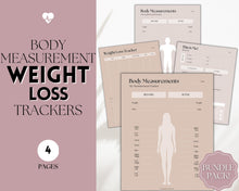 Load image into Gallery viewer, Weight Loss Tracker &amp; Body Measurement Fitness Planner Printable Template | Lux
