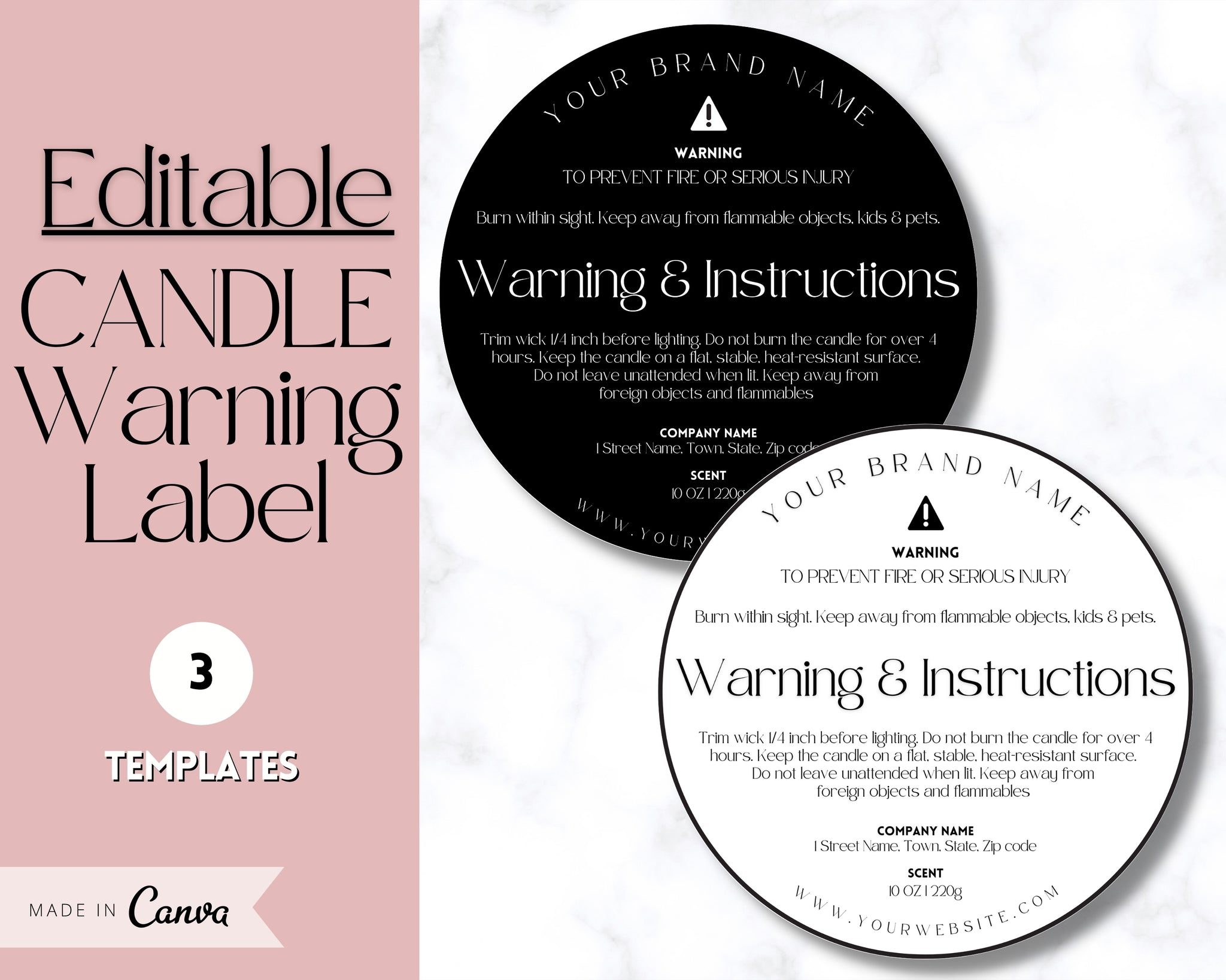 Candle Warning Label Template