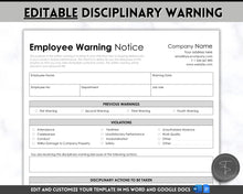 Load image into Gallery viewer, Employee Disciplinary Form | EDITABLE Warning Notice for Small Business Human Resources | Employee Write Up, HR Performance Discipline Forms
