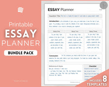 Load image into Gallery viewer, Essay Planner Printable BUNDLE for Students | Essay Writing Template for College Assignment, School, Homework &amp; Projects | Minimalist
