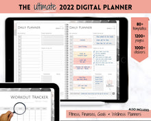 Load image into Gallery viewer, 2022 Digital Planner, 2022 Planner, 2022 Monthly, Weekly, GoodNotes Digital Journal Notebook, Fitness, Budget, Wellness, Goals, iPad Sticker | Mono
