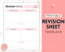 Load image into Gallery viewer, Nursing Revision Sheets for Medical School | Medicine &amp; Nursing Students, Exam Revision Notes &amp; Guide Templates | Pink
