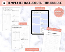 Load image into Gallery viewer, Editable Biweekly Budget Planner Template |  Printable Paycheck Tracker, Finance Planner, Zero Based Budget Binder | Mono
