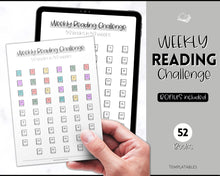 Load image into Gallery viewer, 52 Weeks Reading Book Challenge | Weekly Reading Challenge, Adult &amp; Kids Reading Log &amp; Book Tracker | Sky Mono
