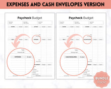 Load image into Gallery viewer, Editable Paycheck Budget Planner Template | Printable Paycheck Tracker, Finance Planner, Zero Based Budget Binder | Mono
