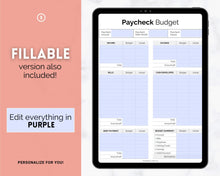 Load image into Gallery viewer, Editable Paycheck Budget Planner Template | Printable Paycheck Tracker, Finance Planner, Zero Based Budget Binder | Mono
