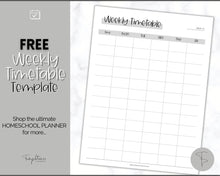 Load image into Gallery viewer, FREE - Weekly Timetable, Homeschool, To Do List Printable, Undated Schedule, Productivity Template | Mono
