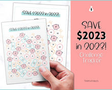 Load image into Gallery viewer, Save 2023 in 2023 Savings Tracker | 2k Savings Challenge Printable | Sky
