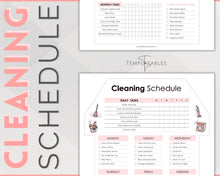 Load image into Gallery viewer, Editable House Shape Cleaning Schedule &amp; Housekeeping Checklist for House Chores | Pink
