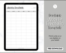 Load image into Gallery viewer, FREE - Weekly Timetable, Homeschool, To Do List Printable, Undated Schedule, Productivity Template | Mono
