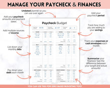 Load image into Gallery viewer, Editable Paycheck Budget Planner Template | Printable Paycheck Tracker, Finance Planner, Zero Based Budget Binder | Mono
