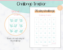 Load image into Gallery viewer, EDITABLE 30 Day Challenge Tracker | 30 Day Habit Tracker Printable, Weight Loss Journal, Fitness Planner | Colorful Sky
