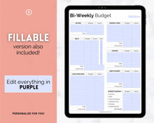 Load image into Gallery viewer, Editable Biweekly Budget Planner Template |  Printable Paycheck Tracker, Finance Planner, Zero Based Budget Binder | Mono
