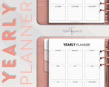 Load image into Gallery viewer, Editable Yearly Planner 2023 | Year at a Glance, Undated Annual To Do List, 12 Month Year in Review Calendar | Mono
