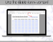 Load image into Gallery viewer, Family Chore Chart Printable | Editable Family Planner Schedule for Kids &amp; Adults | Sky Mono
