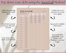 Load image into Gallery viewer, DEBT TRACKER, Debt Snowball, Debt Payoff Tracker Printable | Dave Ramsey Debt Free Tracker | Lux
