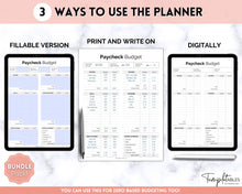 Load image into Gallery viewer, Editable Paycheck Budget Planner Template | Printable Paycheck Tracker, Finance Planner, Zero Based Budget Binder | Mono

