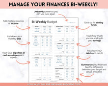 Load image into Gallery viewer, Editable Biweekly Budget Planner Template |  Printable Paycheck Tracker, Finance Planner, Zero Based Budget Binder | Mono
