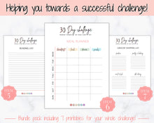 Load image into Gallery viewer, 30 Day Habit Tracker Printable | EDITABLE 30 Day Self Care Fitness Challenge | Pastel Rainbow
