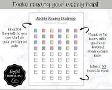 Load image into Gallery viewer, 52 Weeks Reading Book Challenge | Weekly Reading Challenge, Adult &amp; Kids Reading Log &amp; Book Tracker | Sky Mono
