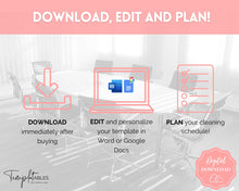 Load image into Gallery viewer, Editable House Shape Cleaning Schedule &amp; Housekeeping Checklist for House Chores | Pink
