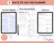 Load image into Gallery viewer, Editable Biweekly Budget Planner Template |  Printable Paycheck Tracker, Finance Planner, Zero Based Budget Binder | Mono
