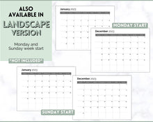 Load image into Gallery viewer, 2023 Monthly Calendar Printable | 12 Month Desk Calendar Planner | Portrait Green
