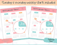 Load image into Gallery viewer, 2023 Digital Calendar Stickers for iPad | GoodNotes &amp; Notability Sticky Notes, Mini Calendar Digital Planner Stickers, Transparent PNGs | Colorful Sky
