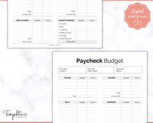 Load image into Gallery viewer, Editable Paycheck Budget Planner Template | Printable Paycheck Tracker, Finance Planner, Zero Based Budget Binder | Mono
