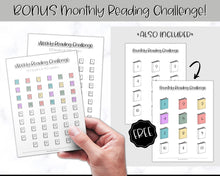 Load image into Gallery viewer, 52 Weeks Reading Book Challenge | Weekly Reading Challenge, Adult &amp; Kids Reading Log &amp; Book Tracker | Sky Mono
