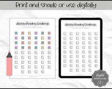 Load image into Gallery viewer, 52 Weeks Reading Book Challenge | Weekly Reading Challenge, Adult &amp; Kids Reading Log &amp; Book Tracker | Sky Mono
