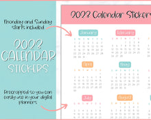 Load image into Gallery viewer, 2023 Digital Calendar Stickers for iPad | GoodNotes &amp; Notability Sticky Notes, Mini Calendar Digital Planner Stickers, Transparent PNGs | Colorful Sky
