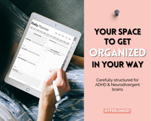 Load image into Gallery viewer, ADHD Digital Planner - Daily Planner for Neurodivergent Adults | Brain Dump Template, To Do List, Cleaning, Symptom Tracker for GoodNotes &amp; iPad | Mono
