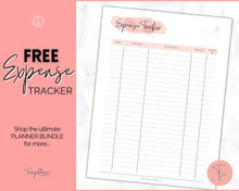 Load image into Gallery viewer, FREE - Expense Tracker Bundle | Income, Savings, Budget, Bill &amp; Spending Tracker for Personal Finance | Pink Watercolor
