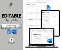 Load image into Gallery viewer, EDITABLE Weekly Planner 2 Page Templates | 2023 Weekly Schedule, To Do List Printable &amp; Habit Tracker templates | Mono Style 2
