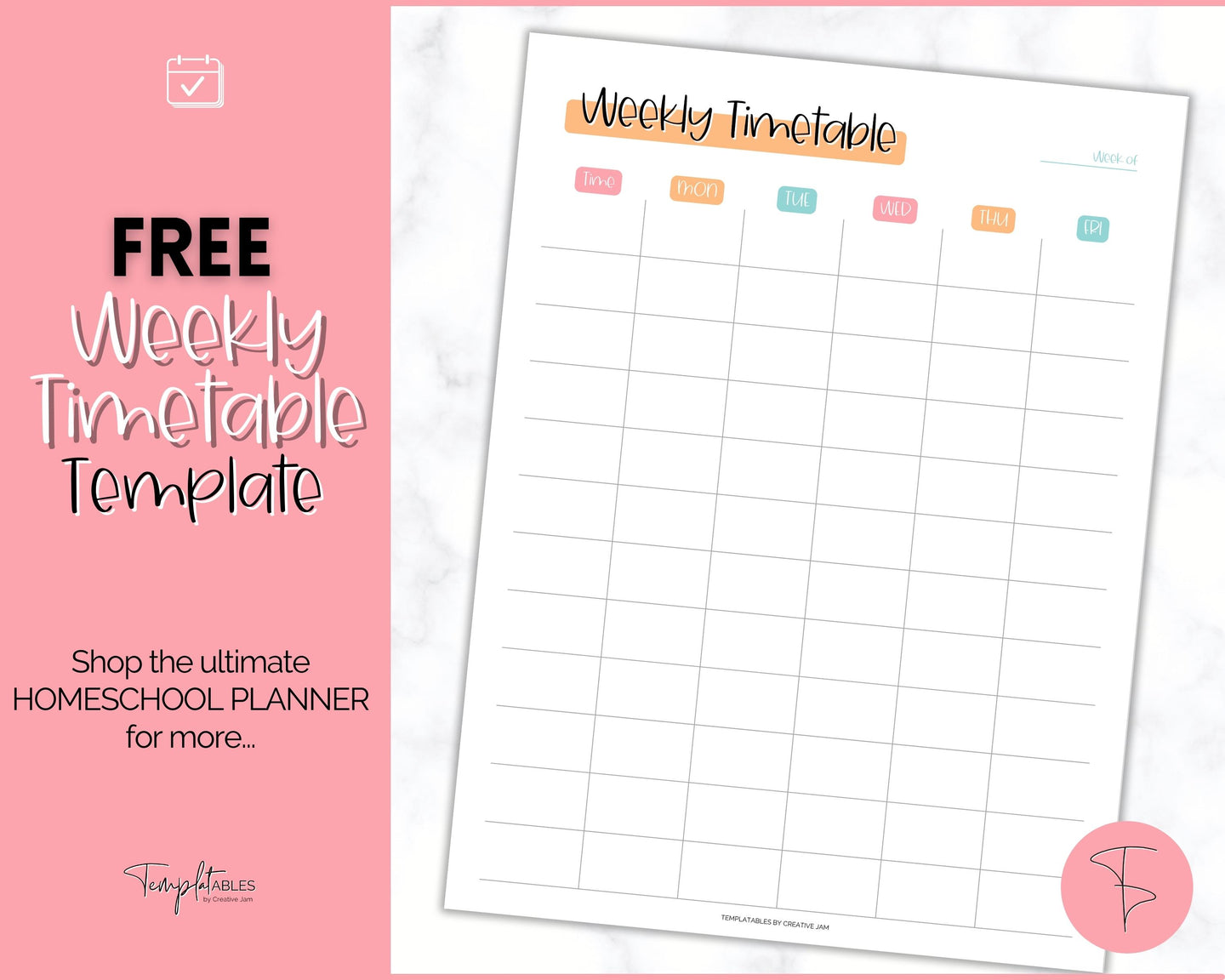 FREE - Weekly Timetable, Homeschool, To Do List Printable, Undated Schedule, Productivity Template | Colorful Sky