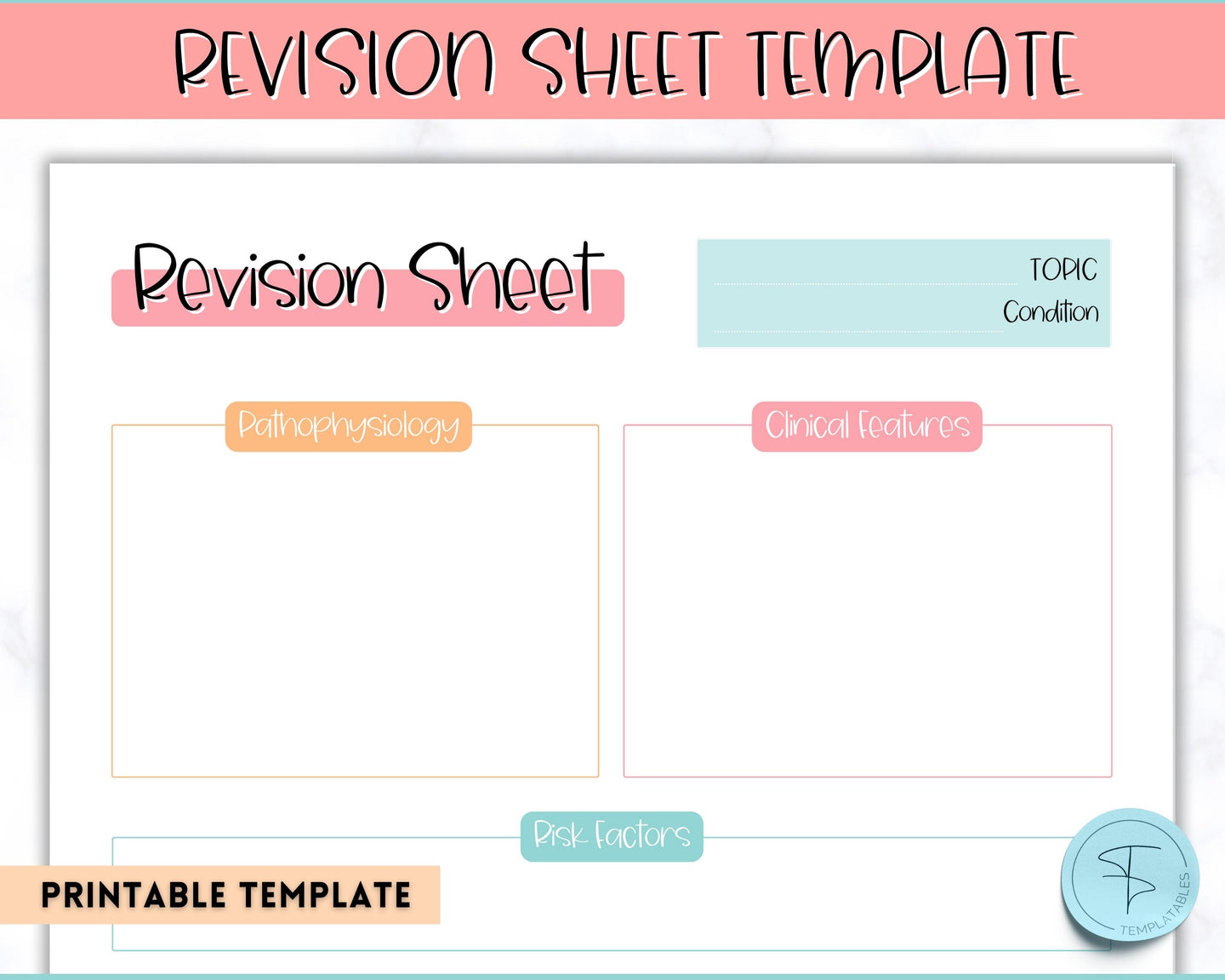 Nursing Revision Sheets for Medical School | Medicine & Nursing Students, Exam Revision Notes & Guide Templates | Sky Colorful