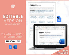 Load image into Gallery viewer, Essay Planner Printable BUNDLE for Students | Essay Writing Template for College Assignment, School, Homework &amp; Projects | Minimalist
