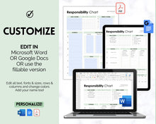 Load image into Gallery viewer, EDITABLE Responsibility Chart | Family Chore Chart, Weekly Adult Routine &amp; Reward Chart for Kids | Green
