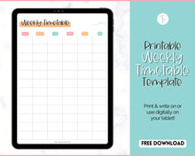 Load image into Gallery viewer, FREE - Weekly Timetable, Homeschool, To Do List Printable, Undated Schedule, Productivity Template | Colorful Sky
