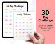 Load image into Gallery viewer, 30 day Weight Loss Tracker &amp; Monthly Challenge | Weight Loss Chart, Pounds Lost Fitness Tracker | Rainbow Swash
