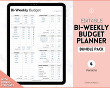 Load image into Gallery viewer, Editable Biweekly Budget Planner Template |  Printable Paycheck Tracker, Finance Planner, Zero Based Budget Binder | Mono
