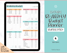 Load image into Gallery viewer, Editable Biweekly Budget Planner Template |  Printable Paycheck Tracker, Finance Planner, Zero Based Budget Binder | Colorful Sky
